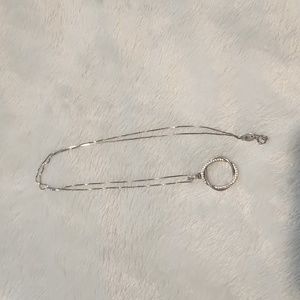 Sterling Silver Necklace Interlocking Double Pendant Round